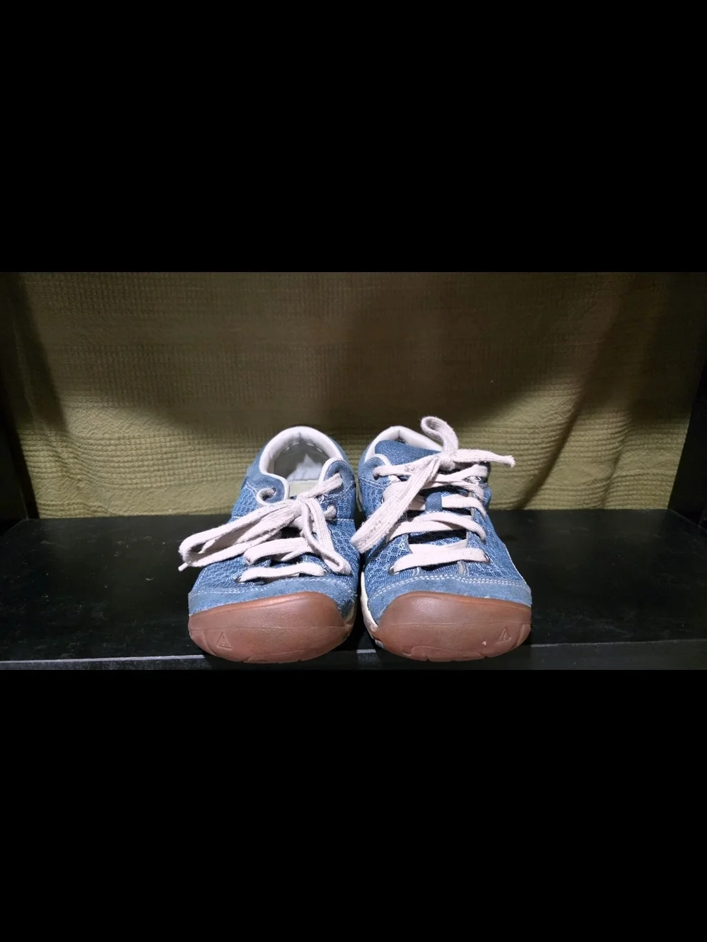 Keen Light Blue Canvas Sandal-Style Sneakers with Brown Soles